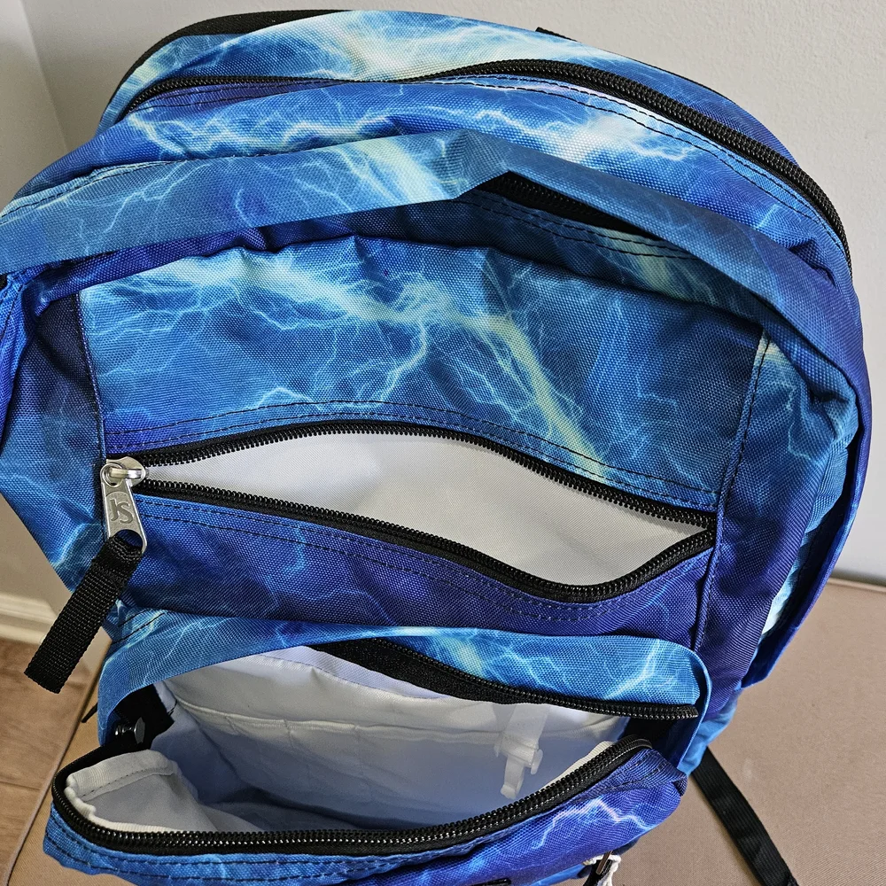 JanSport Blue Backpack with Dynamic Pattern - Picture 8 of 8